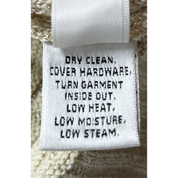 St. John Cardigan Sweater Womens M Metallic Full-Zip Beige Gold Knit Made in USA - Picture 6 of 8